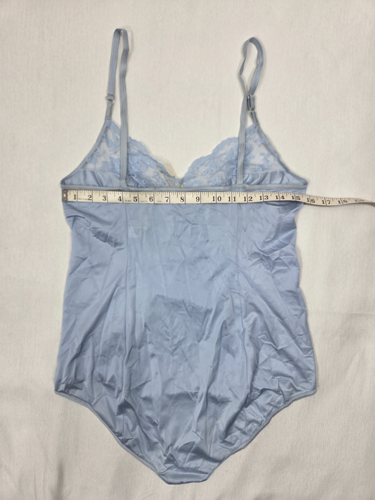 NWT Vtg Henson Kickernick Blue Nylon Lace All-In-One Teddy Large 1970s USA