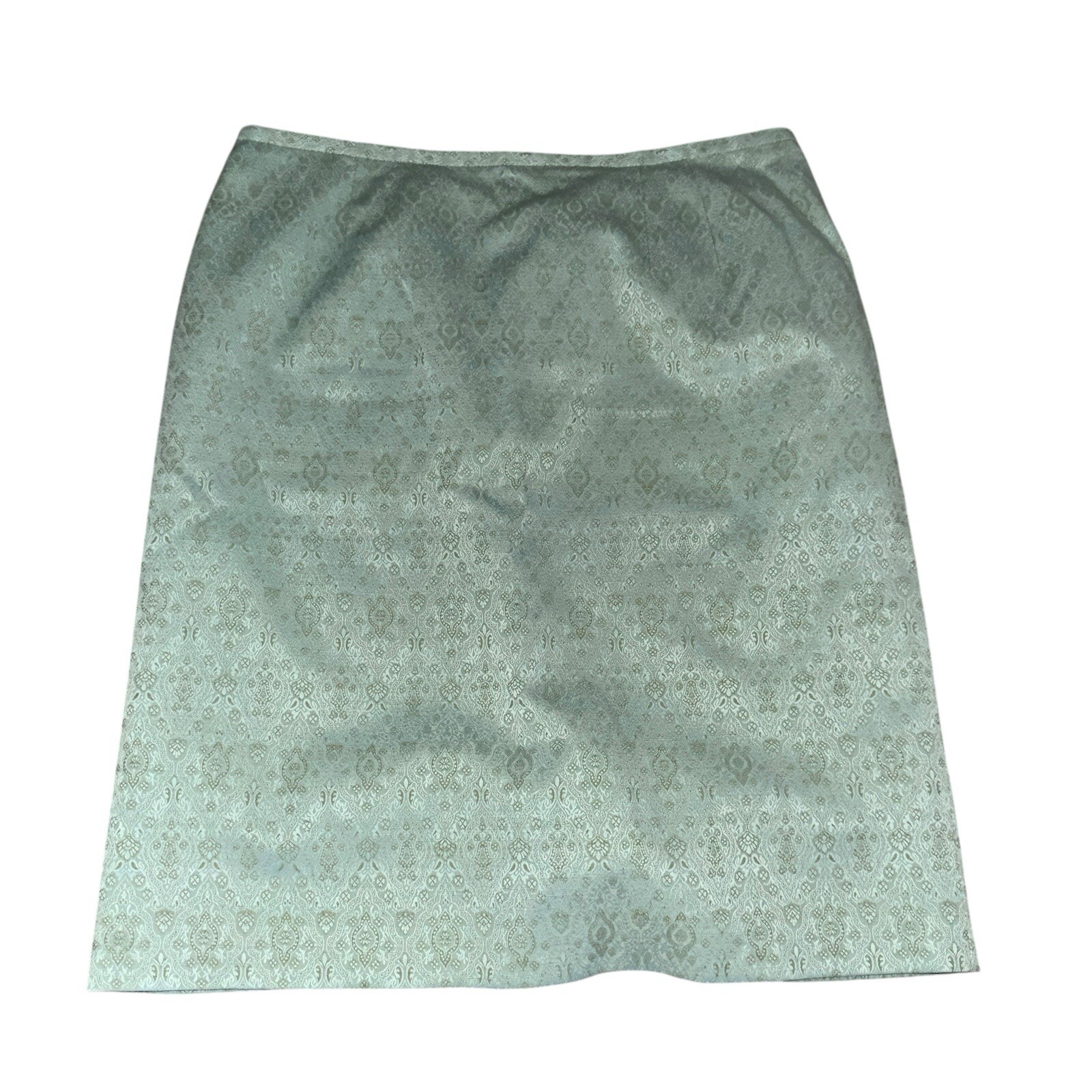 Norton McNaughton Jacquard Skirt 14 Aqua Blue Lined Midi Vintage Cottagecore