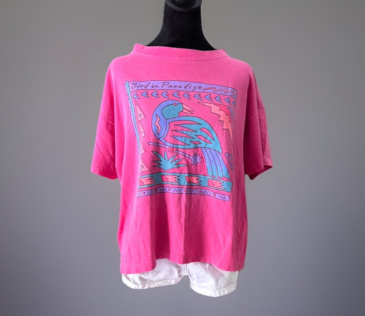 90s Vtg PINK Oversized BOXY Harbor side Graphic Tee.one Size/unisex