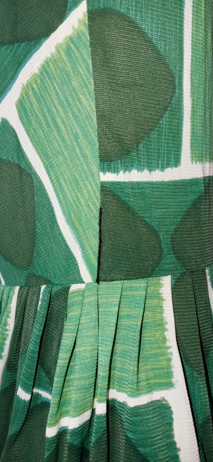Vintage 60s Size 12 Geometric Nylon Zip Dress Gathered Pleated Skirt belt Loops