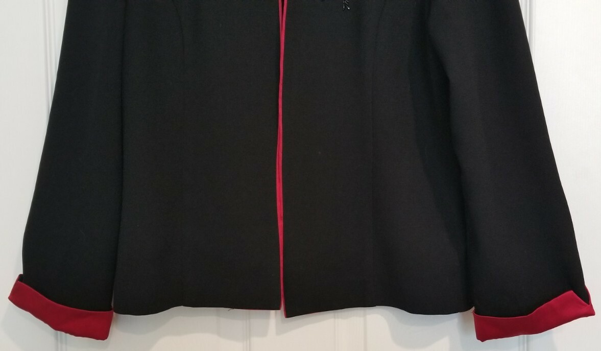 Vintage 90’s PERCEPTIONS Black & Red Beaded Long Sleeve Jacket Women’s Size 10P