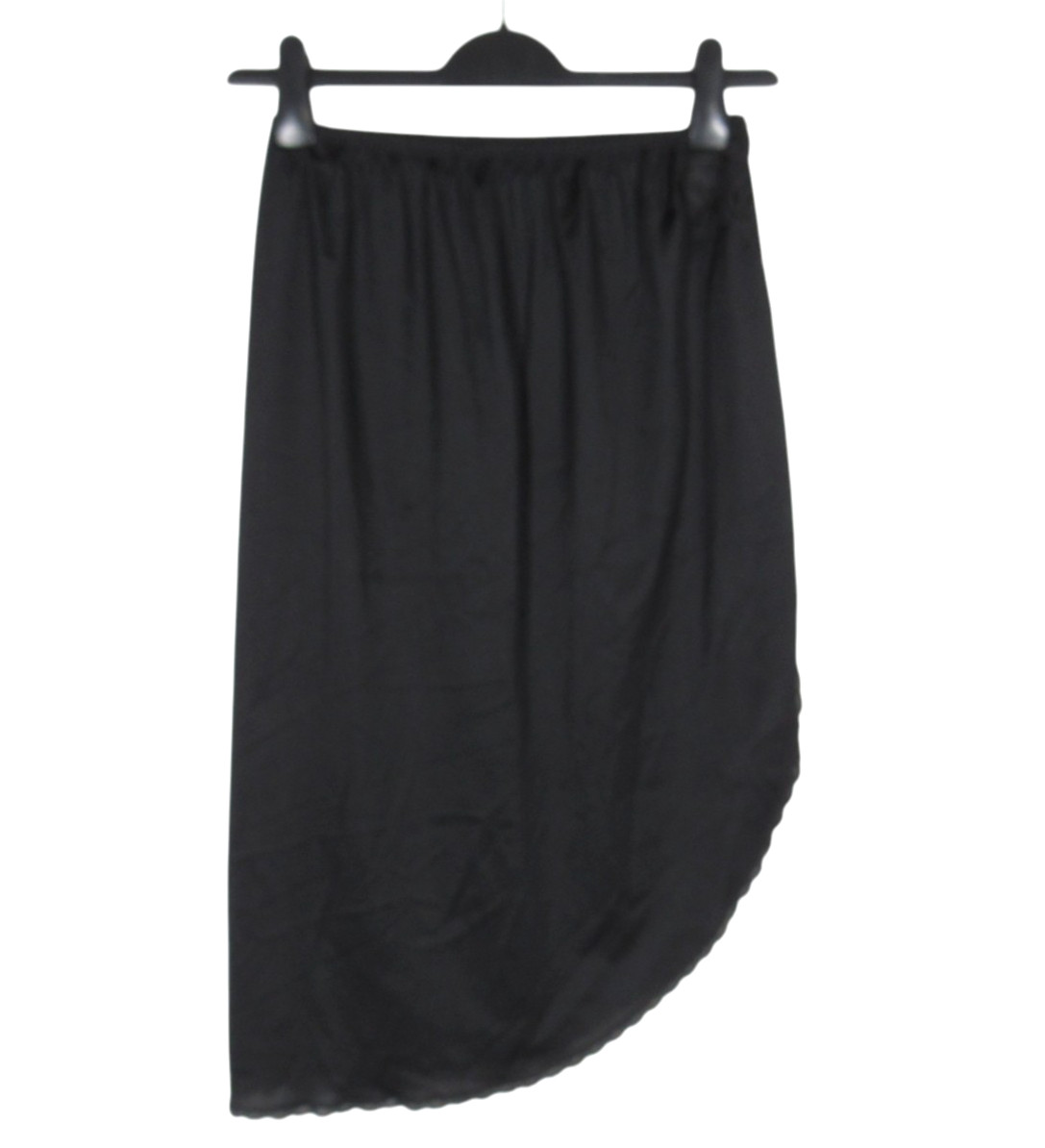 VTG VANITY FAIR Silky NYLON Black HIGH SIDE SLIT Lace Detail HALF SLIP Sz M