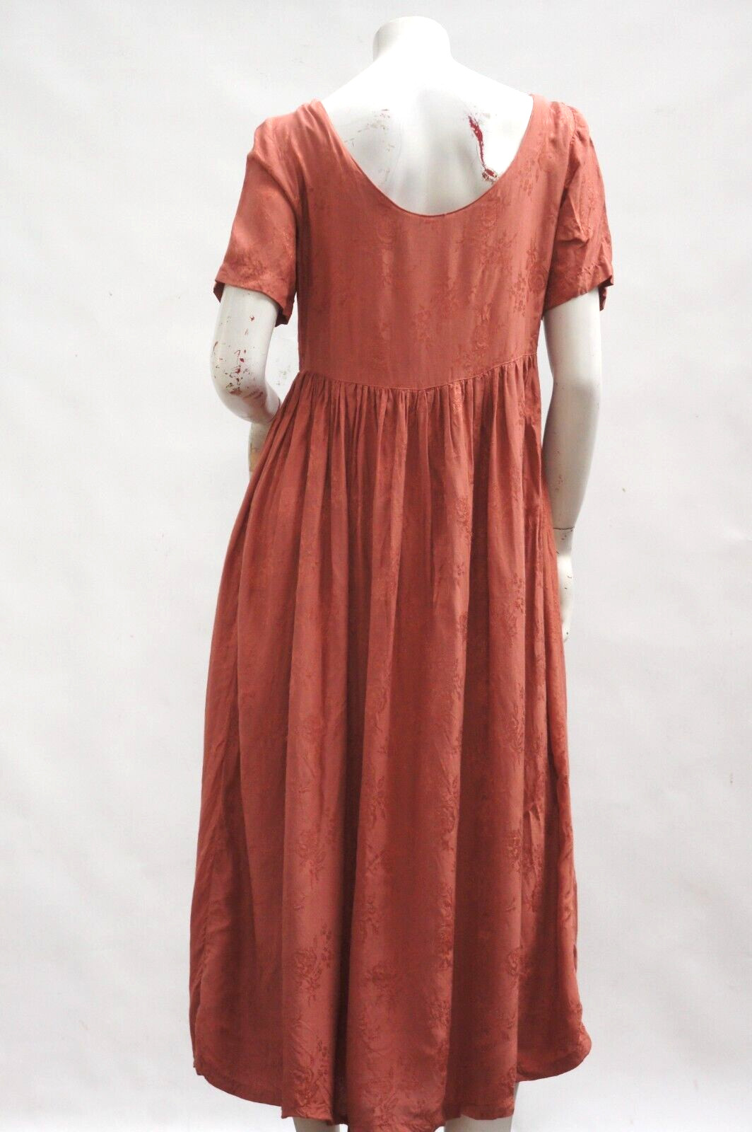 Vintage 80s Dusty Rose Pink Damask Maxi Dress By Jonathan Martin Boho