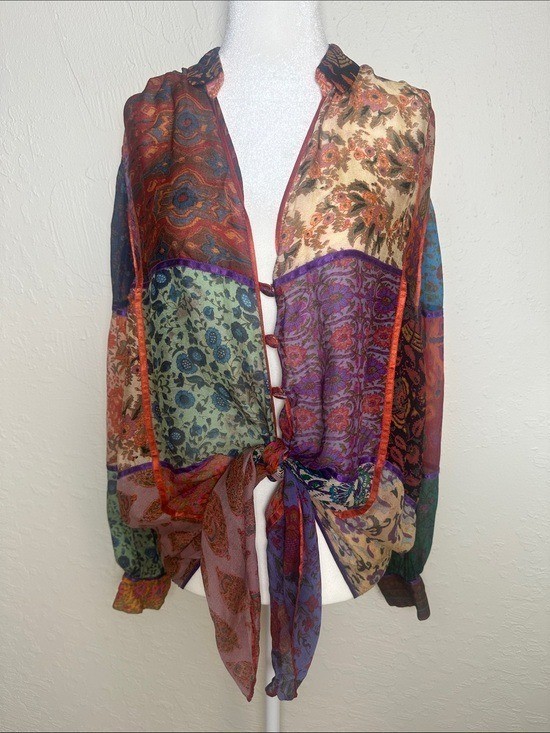 Vintage Judith ann creations patchwork silk sari blouse