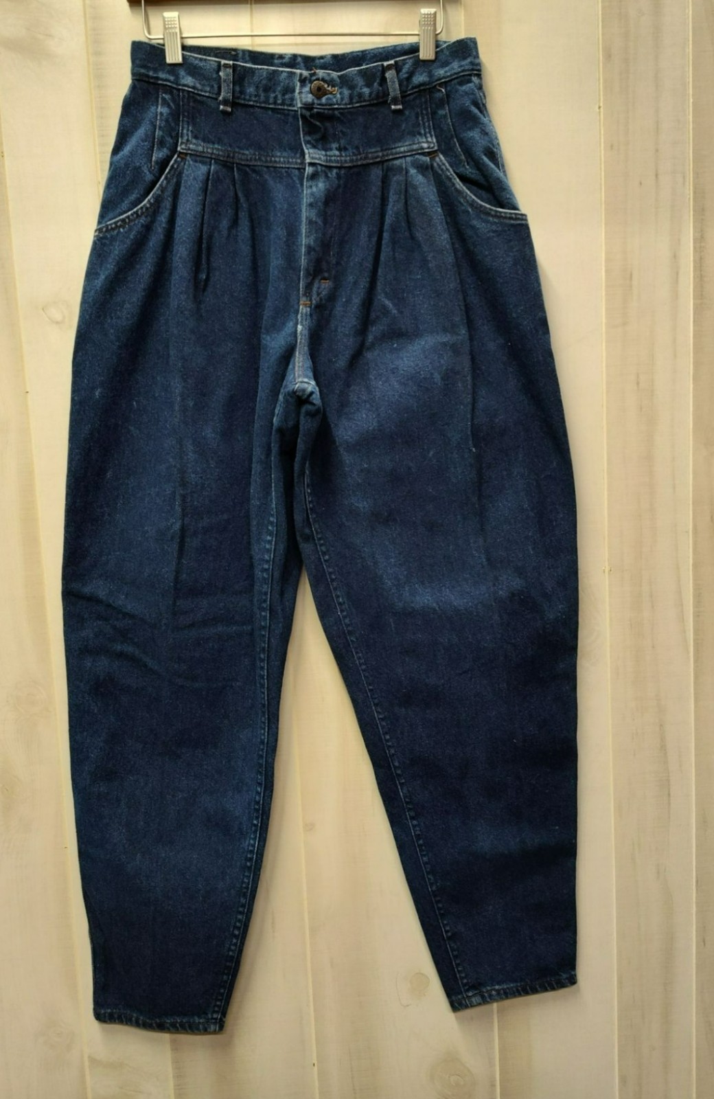 Vintage Lee Taper Leg Jeans, Dark Wash High Waist Pleated Front Yoke, 28″ waist