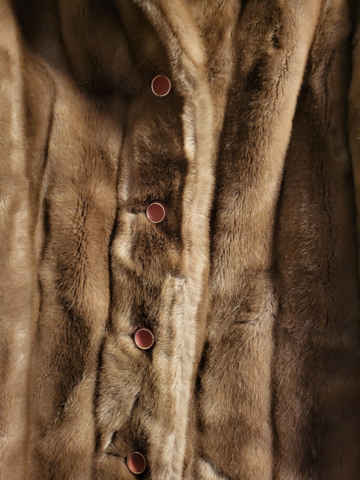 Vintage Dubrowsky & Joseph woman XL Tan/brown Faux Mink Fur Coat 1960s