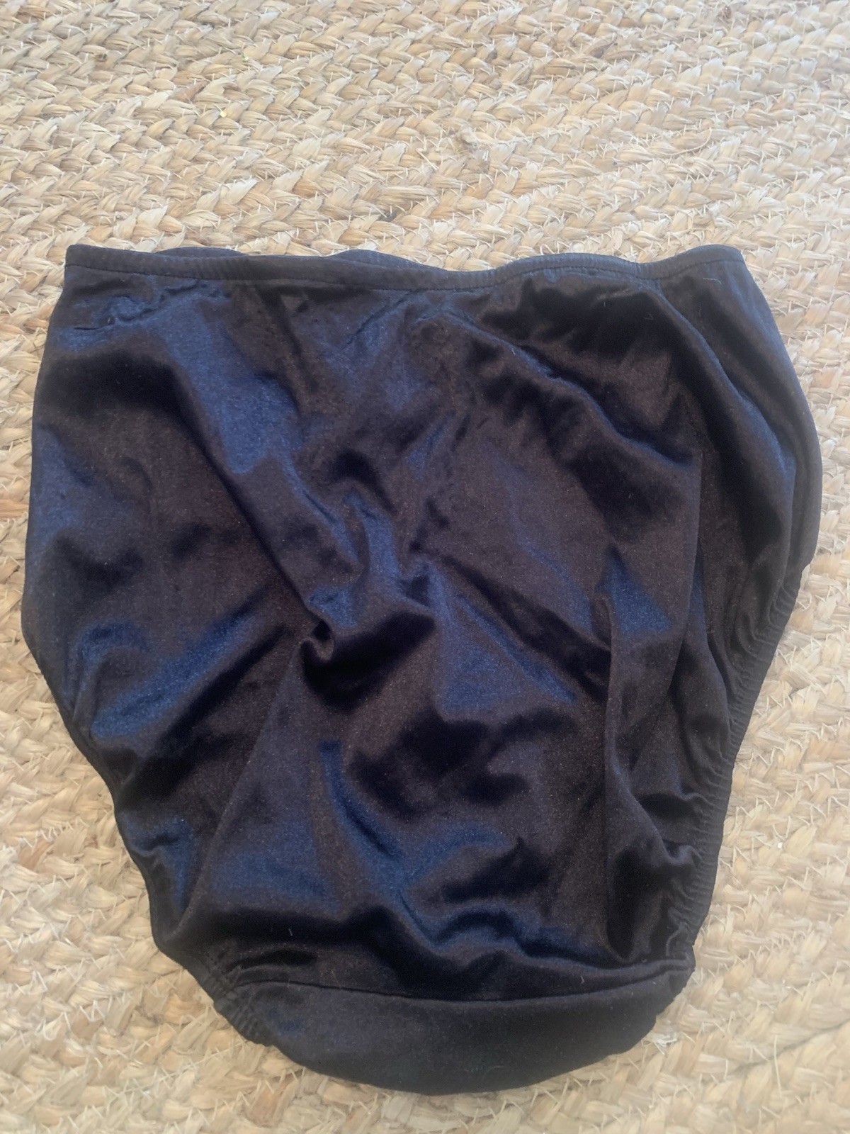 Vintage HANES Just My Size Sz 9 BLACK Hi Cut Second Skin Satin Brief