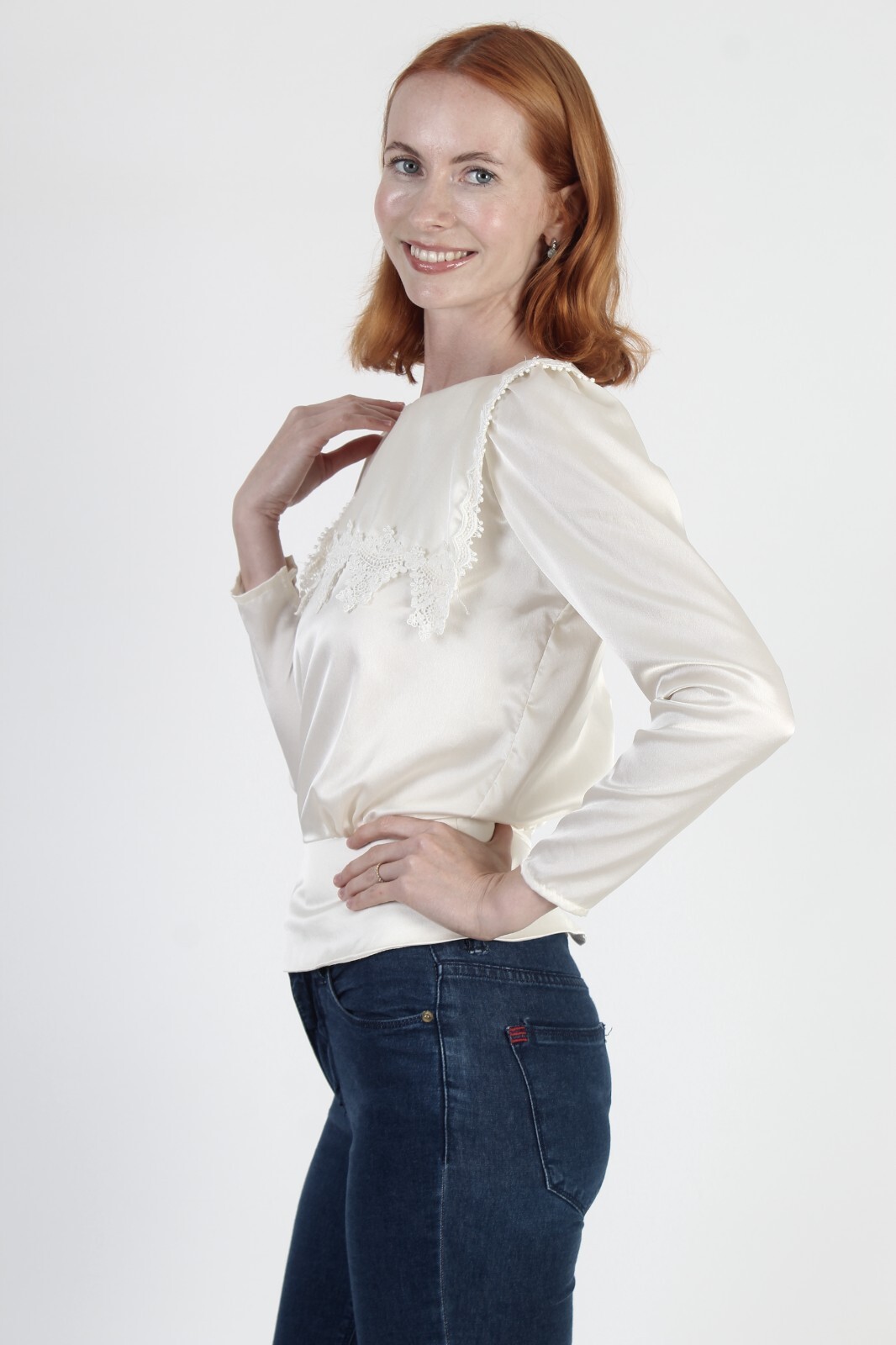 Vtg McClintock Victorian Blouse Lace Antique Gunnies Gunne Sax Plain Top Shirt