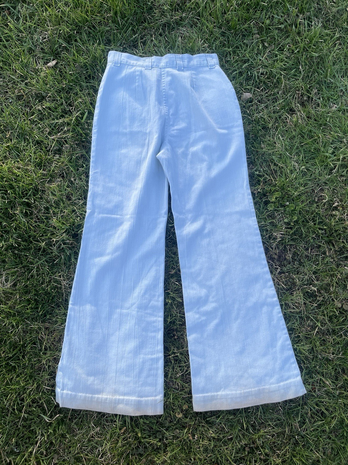 VTG 70s Rumble Seats by Wilkins Light Blue Bell Bottom Pants Distressed 29×30