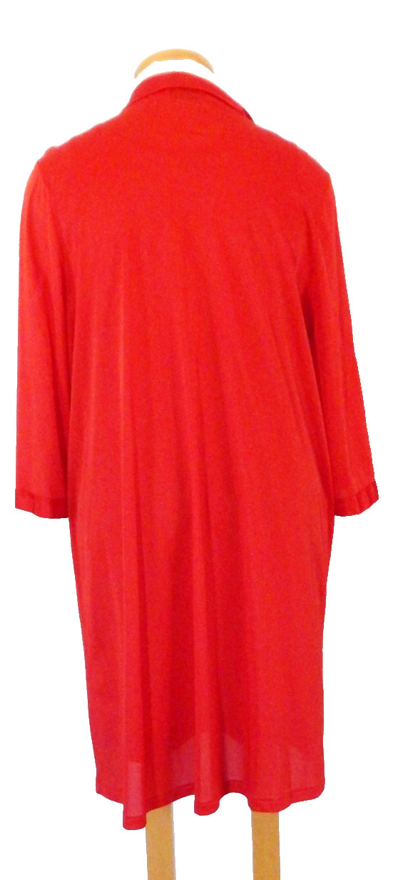 Vtg Vanity Fair Red Nylon Peignoir Set Slip Dress Size M & Robe Size XL USA