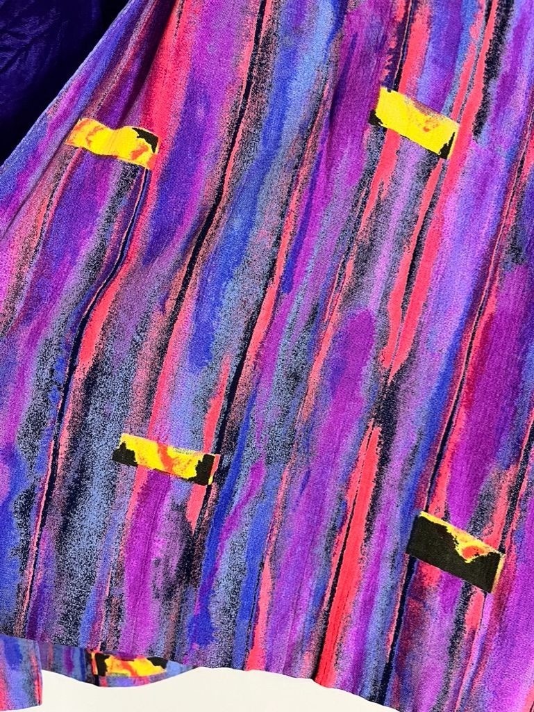 Vintage Colorful Crop Jacket Purple 14 Striped Indie Festival Boho Euro Chic 80s