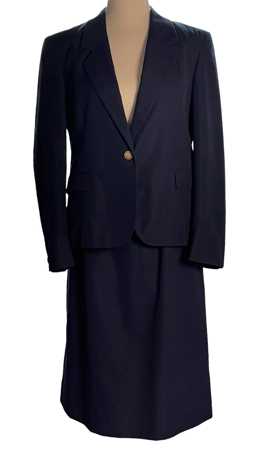 Vintage Union Made 2 Piece Women’s Suit Set-Navy Blue-USA-Blazer Size 12 Skirt 8