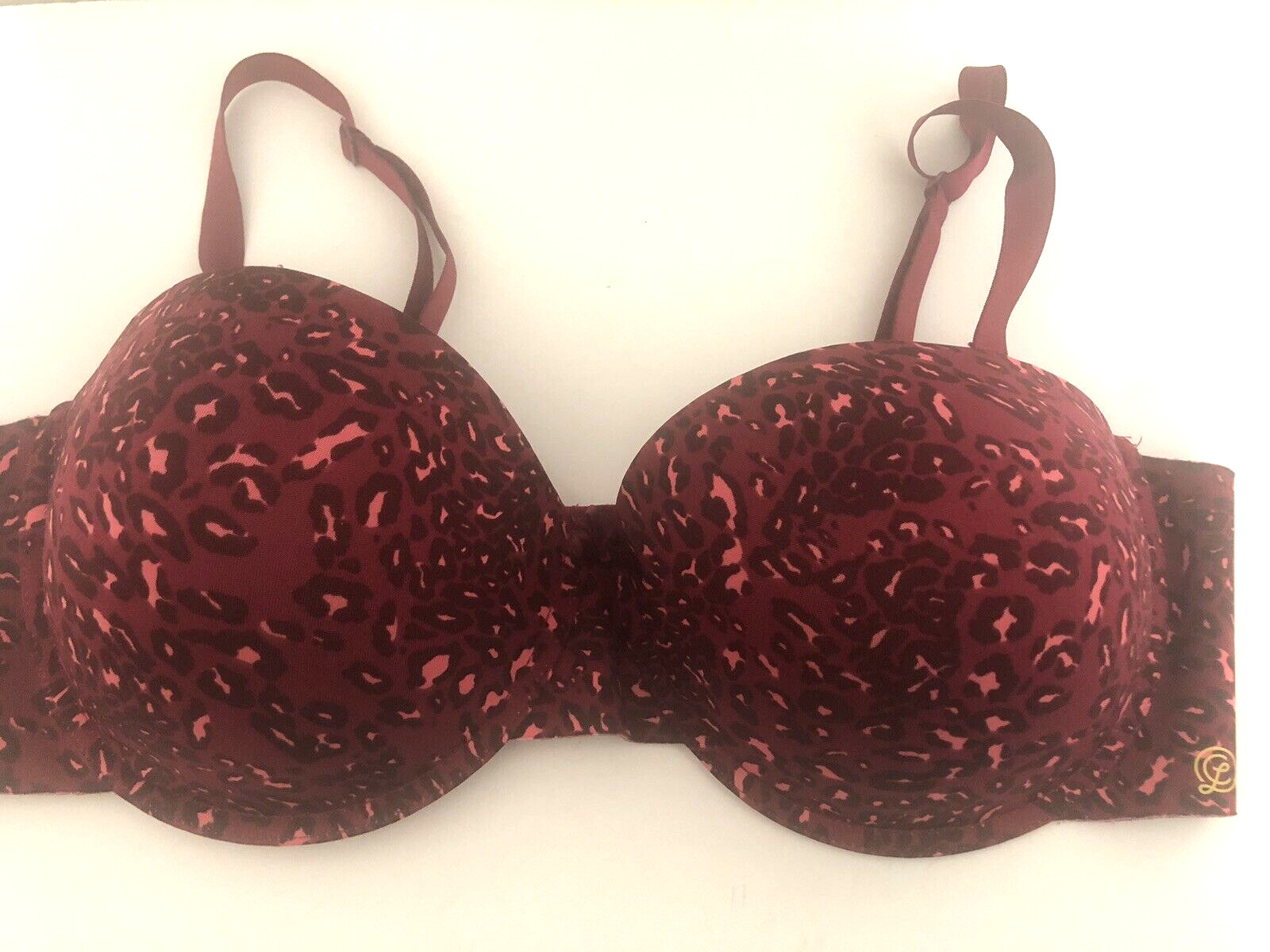 CHINESE LAUNDRY Purple Pink 42D Cheeta UNDERWIRE BRA Padded T Shirt Animal Print