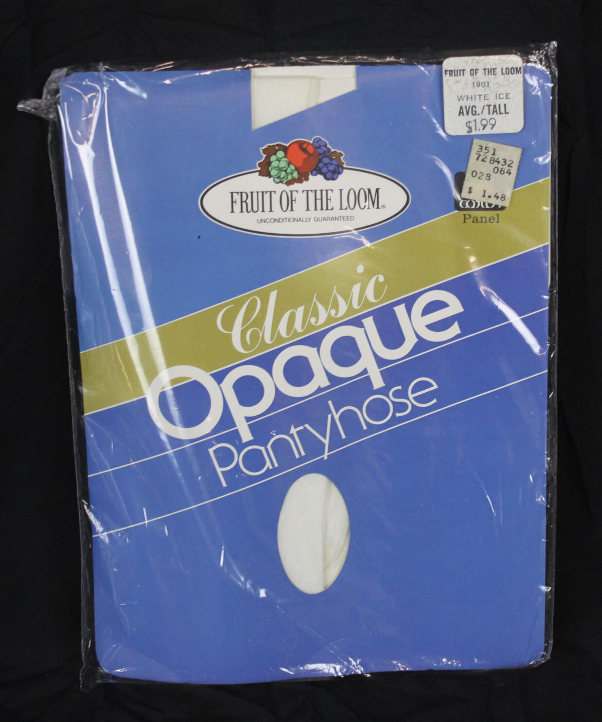 Vtg Fruit of the Loom Pantyhose Classic Opaque White Ice Avg Tall #1801 Sealed