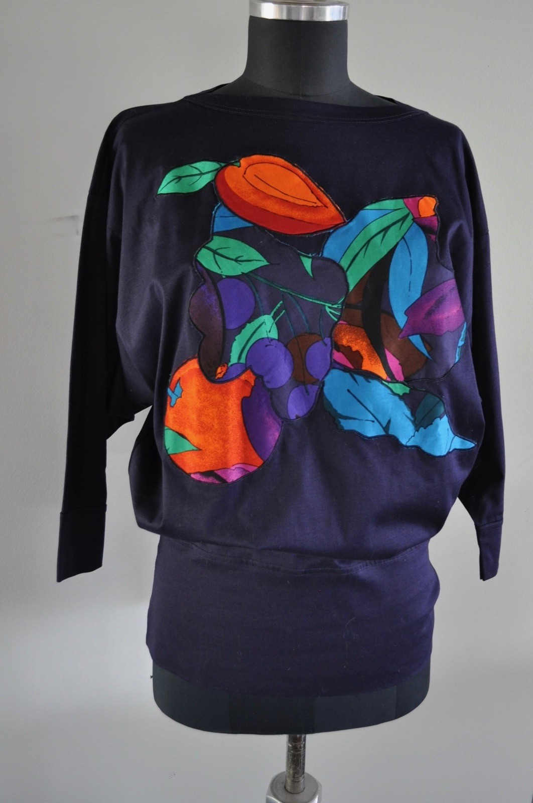 Vintage Escada by Margaretha Lay Size 36 Summer Top Navy Blue West Germany