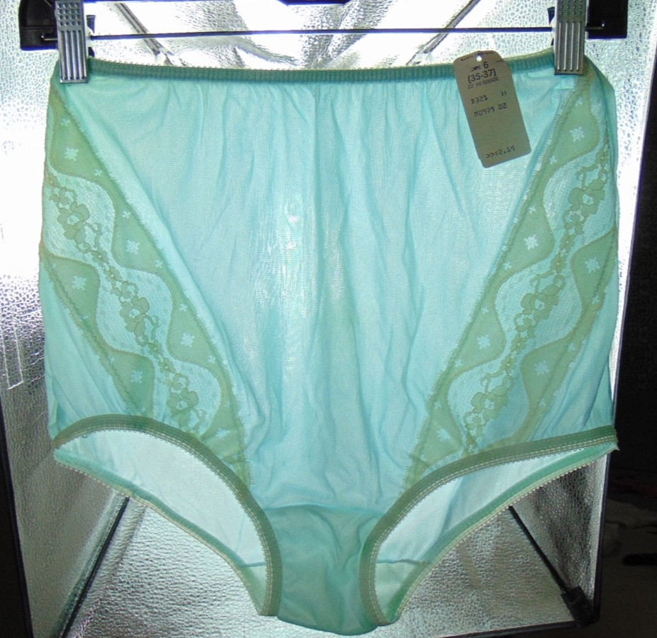 Vintage New Montgomery Ward Nylon Panties Blue w/Lace 35/37 Size 6
