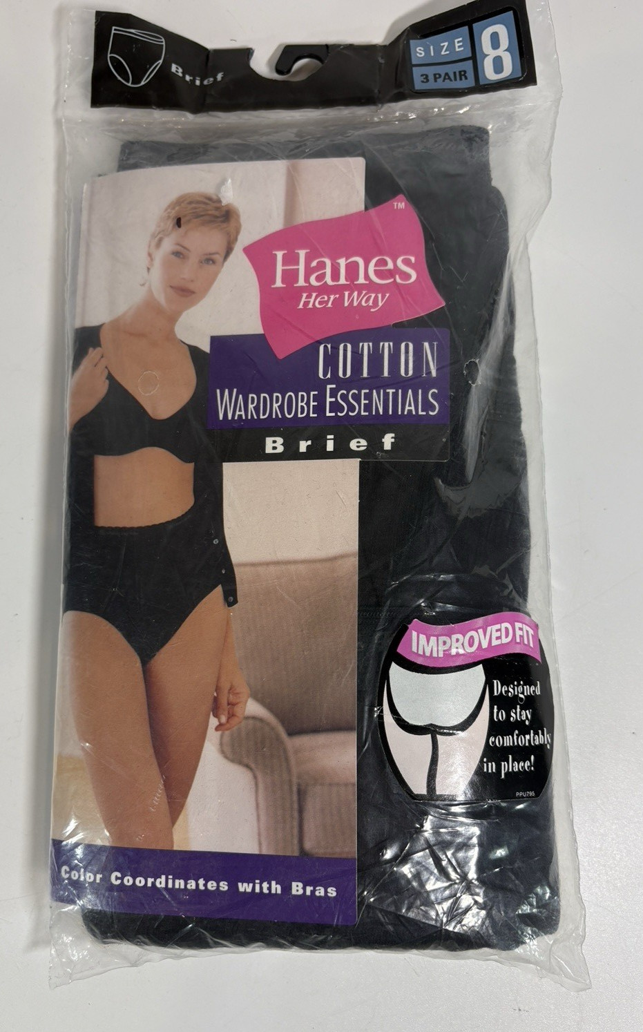 Vintage 1999 Hanes Her Way Women’s Cotton Briefs Wardrobe Essentials Size 8 BLK