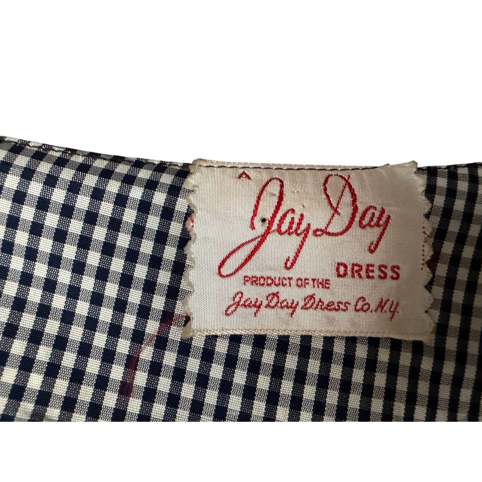 Vintage Original 40s 50s Jay Day Gingham Dress Fit Flare Cottagecore Americana