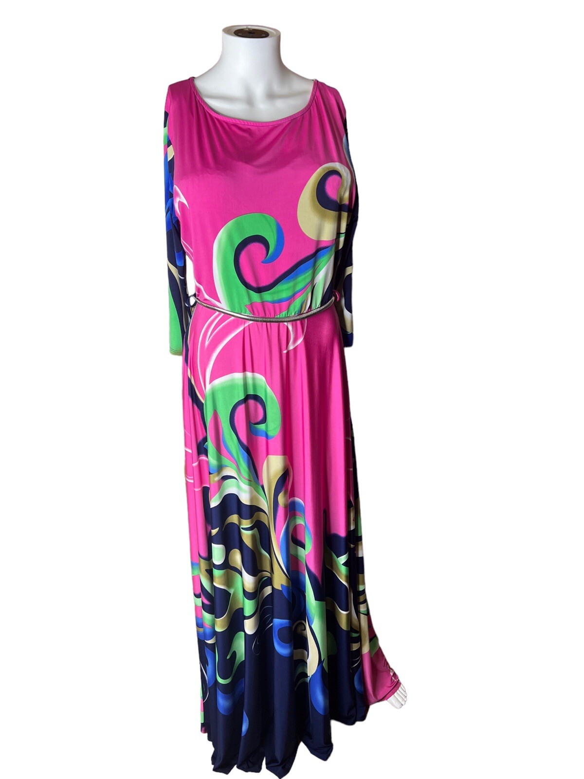 Vintage A Line Maxi Sexy Diva Dress Colorful Vibrant Plus Size 1 X
