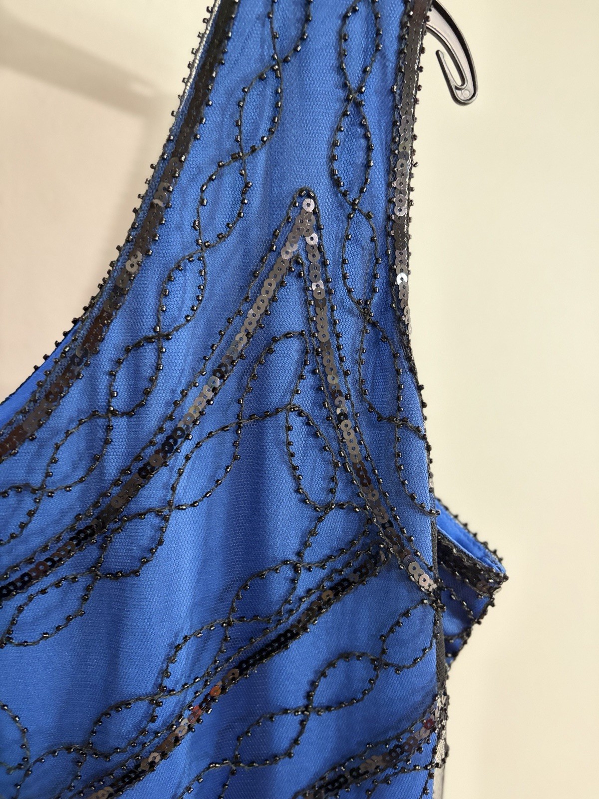 1920s Flapper Dress Blue Black Sequin Beaded Costume Plus 1X 2X 52 Chest W150