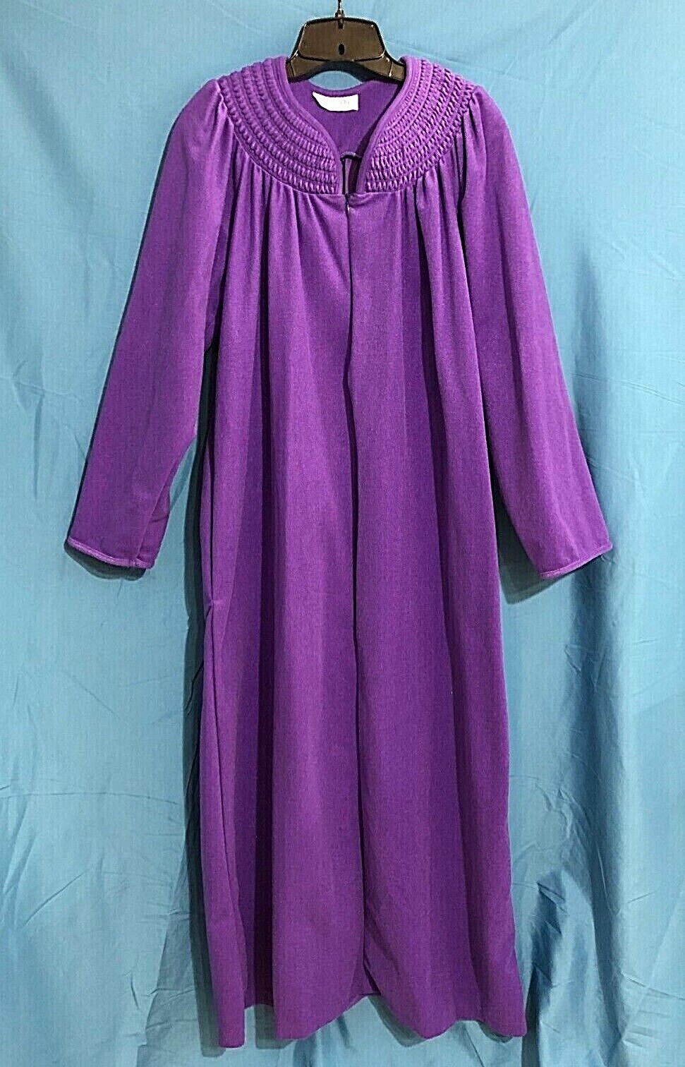 NWT VTG LARA DEE By Charm WARM FLEECE 1/2-ZIP Lounge Robe/Housecoat Purple Sz L