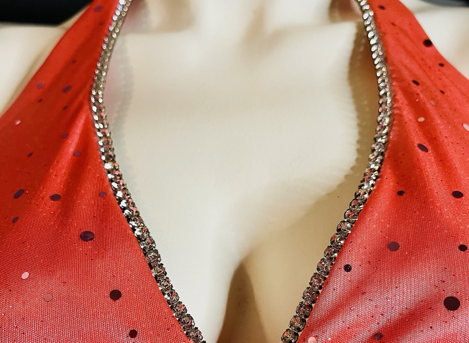 Y2K Glam Coral Sparkle Cocktail Formal Halter Style Dress In SIZE M