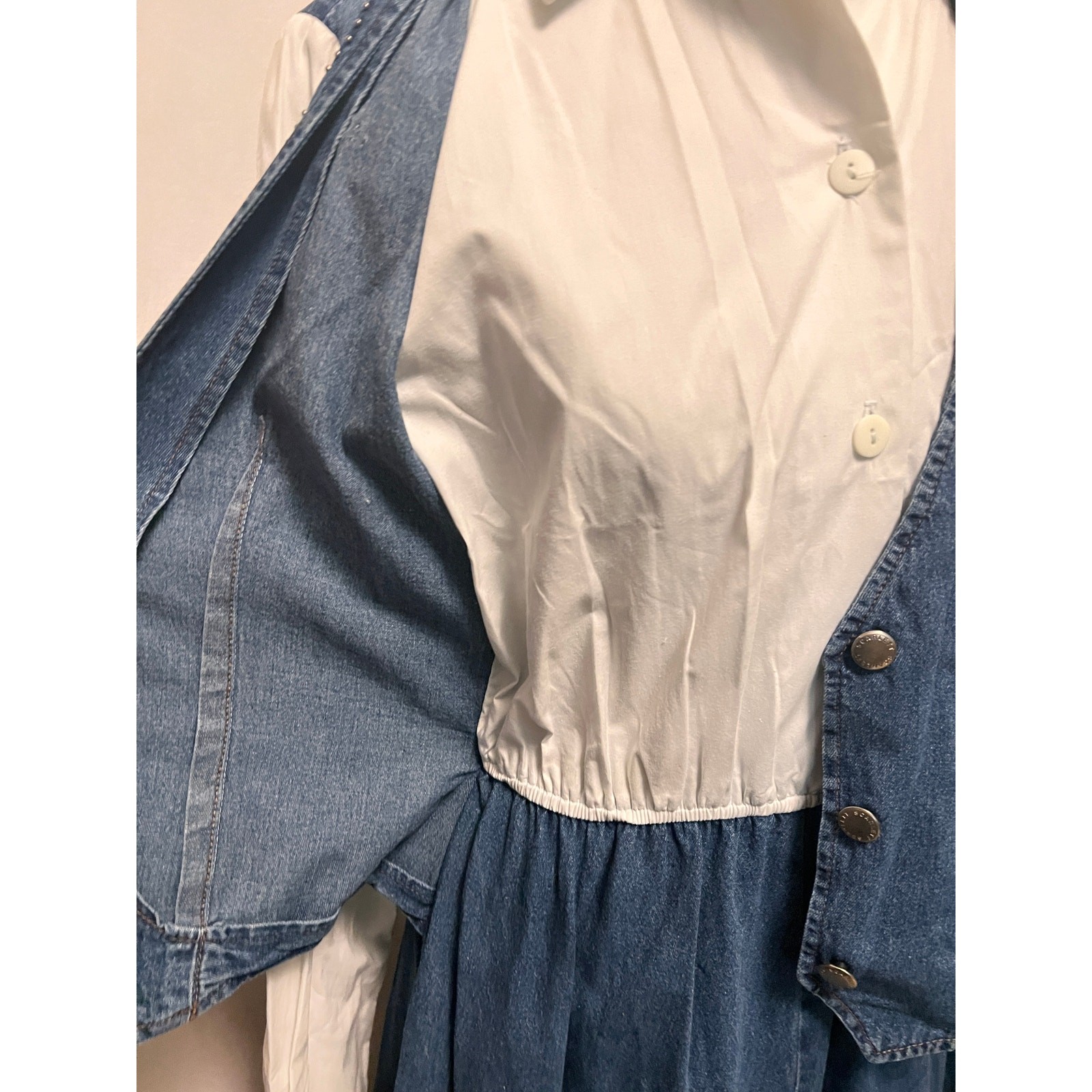 Vintage Scarlett Western denim vest shirt dress studded stone design Country