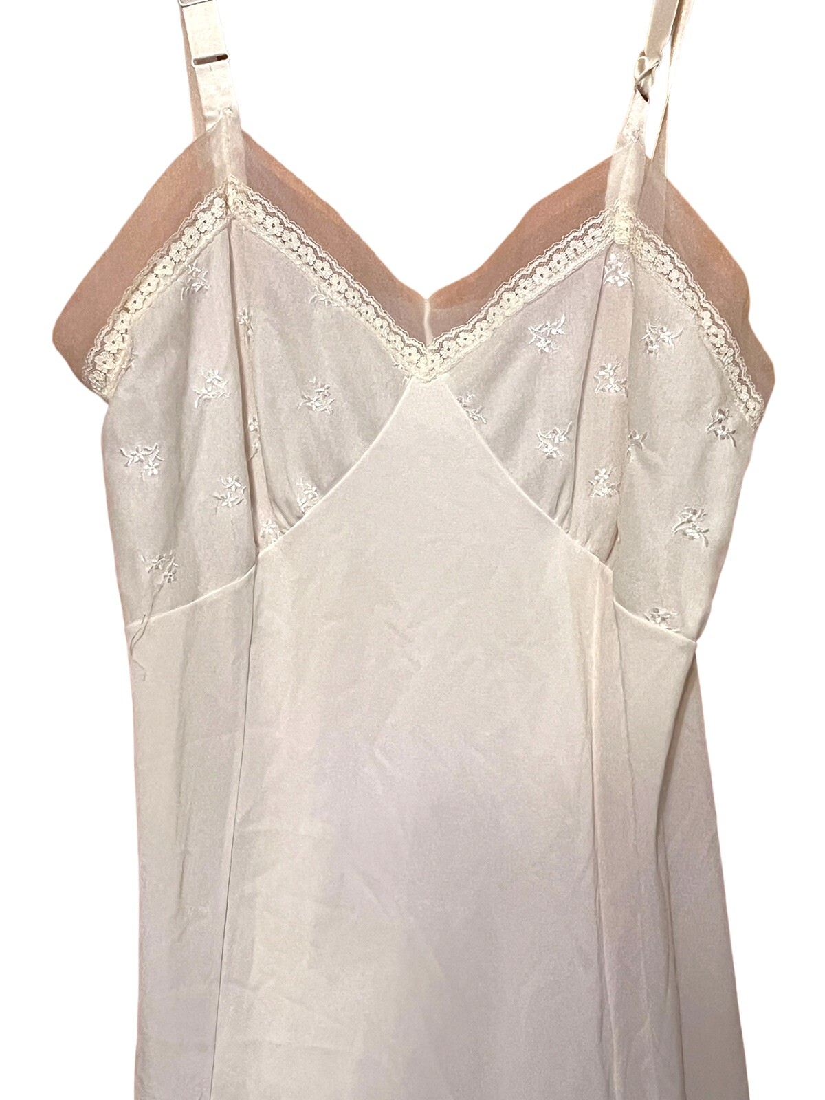 Vintage Philmaid Full Slip Ivory Size 36 Medium Embroidered Bust Boudoir