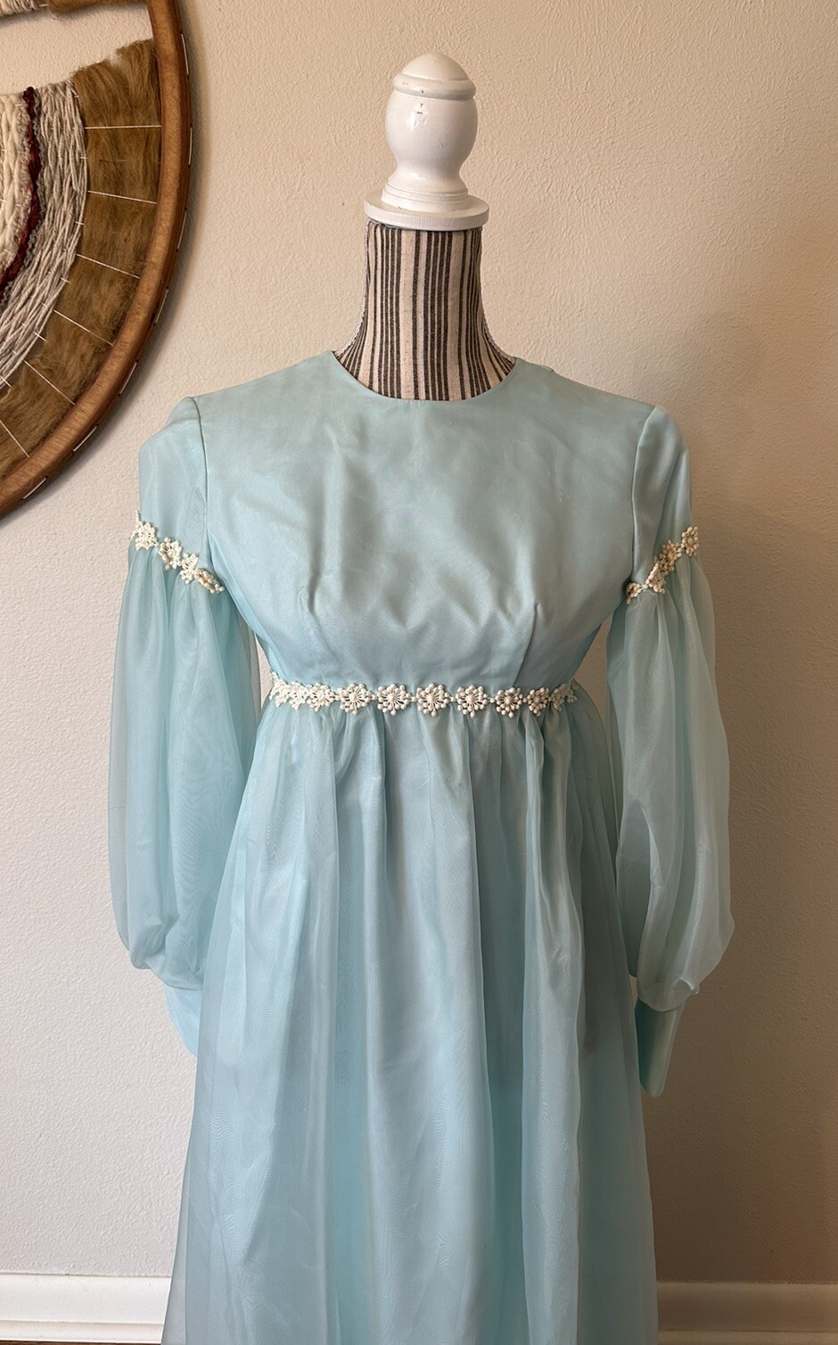 Vintage Lorrie Deb Dress 1960s Edwardian Maxi Puff Sleeve Woman’s Small