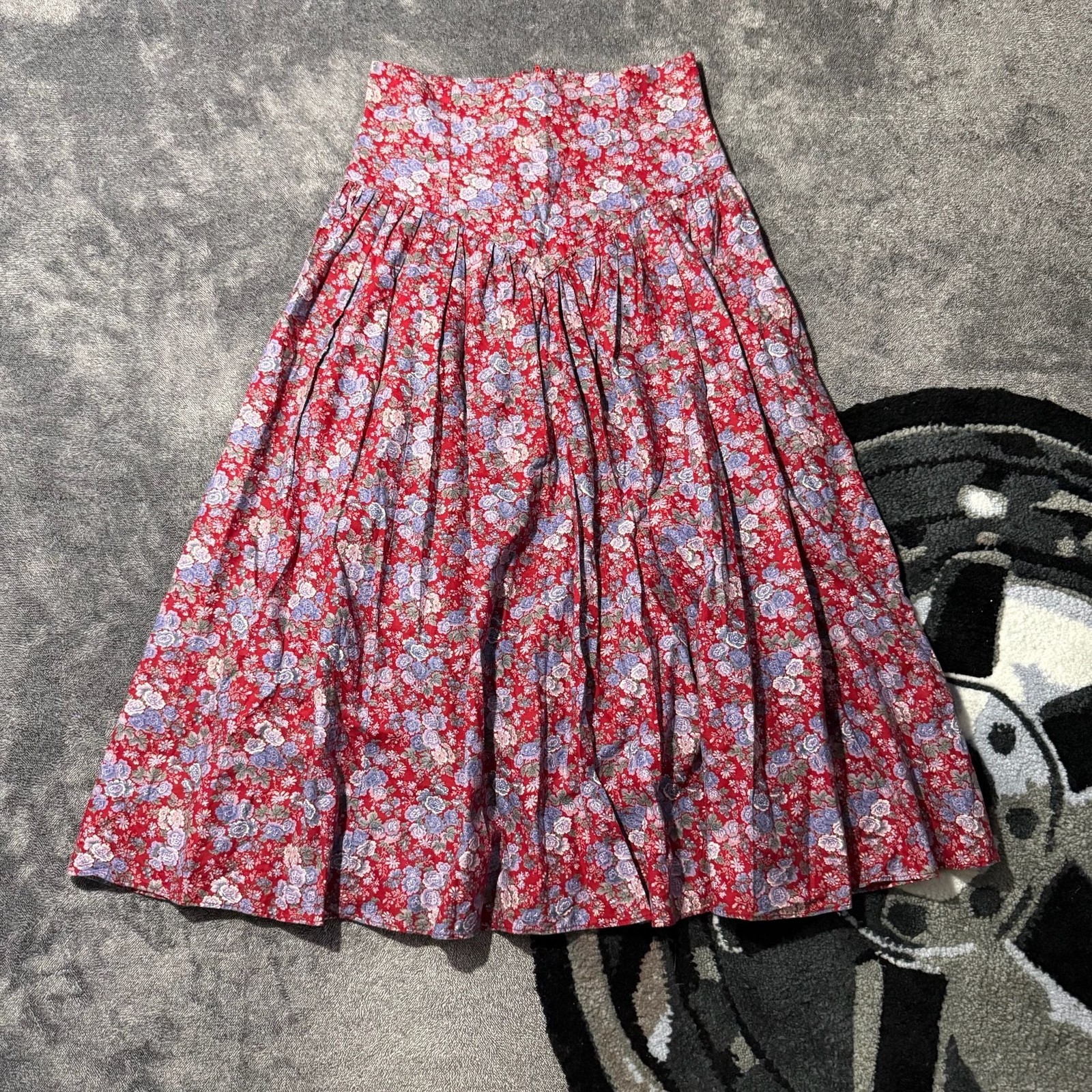 Vintage Gunne Sax by Jessica McClintock Floral Cotton Midi Skirt