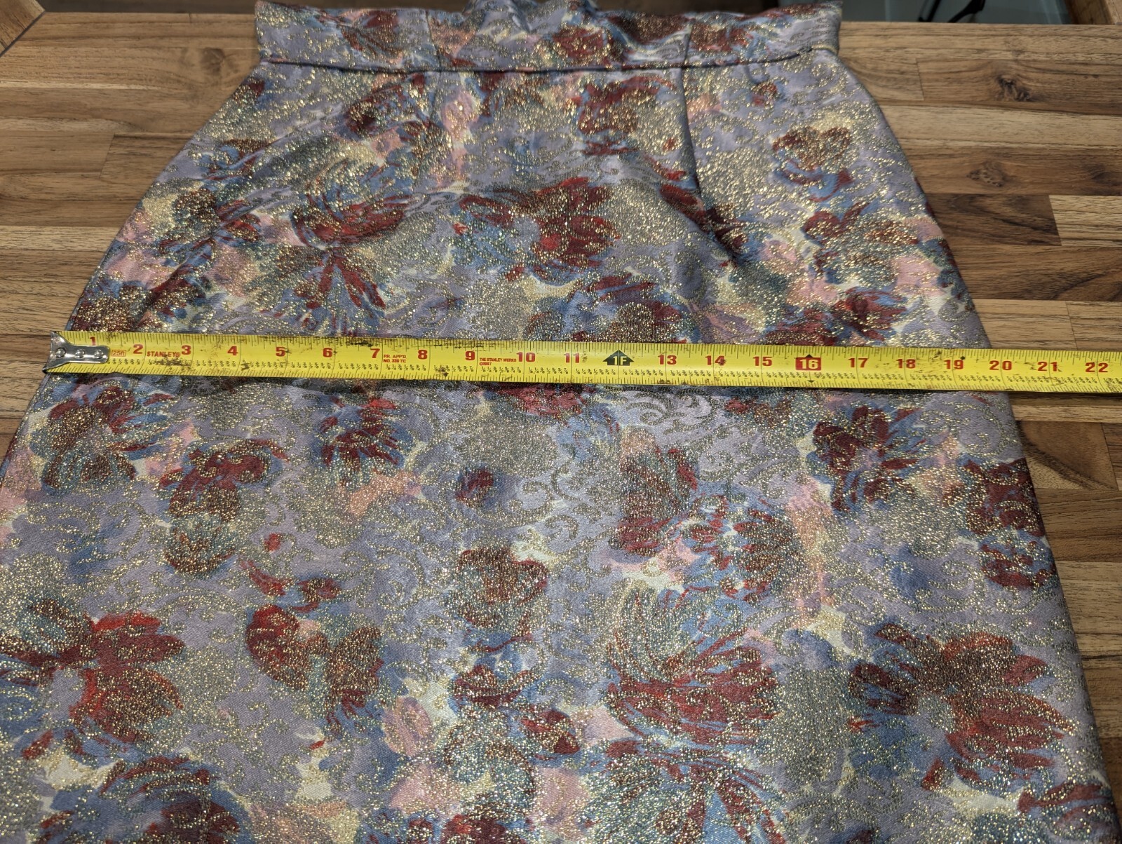 Vtg Lilli Diamond Long Dress Gown Gold Brocade Floral Bombshell VLV TO Sz M/L