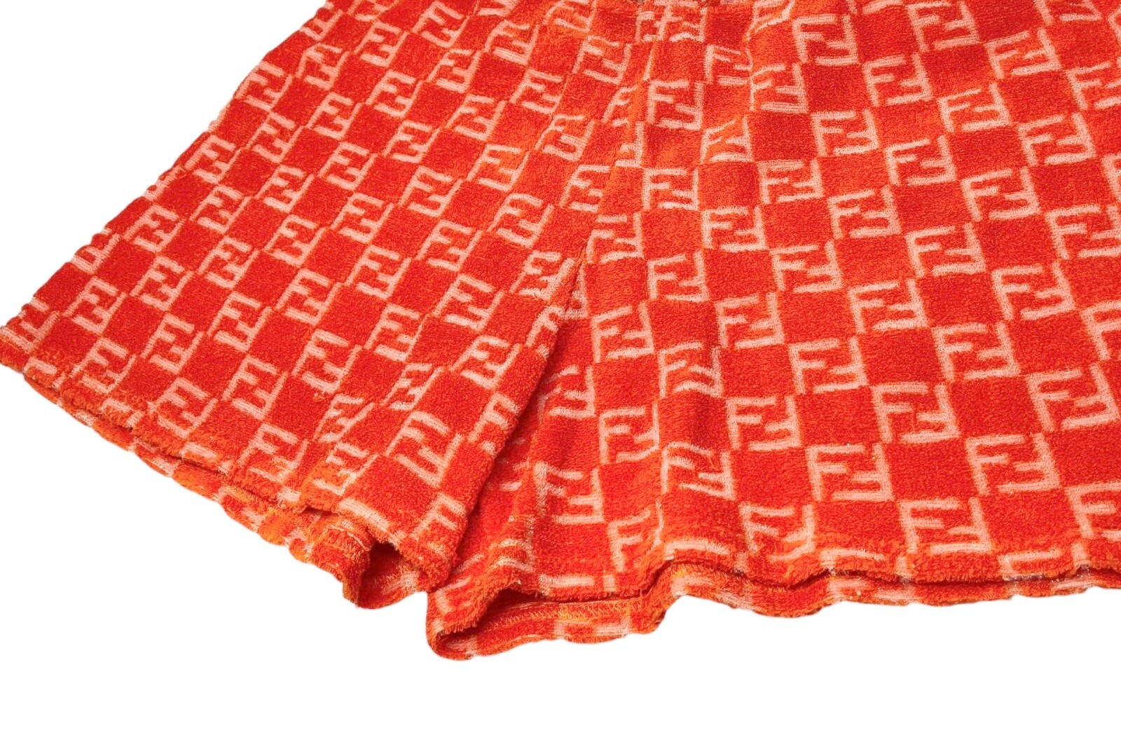 FENDI Vintage Zucchino Monogram Tank Top Short Pants Set #46 Terry Orange Cotton