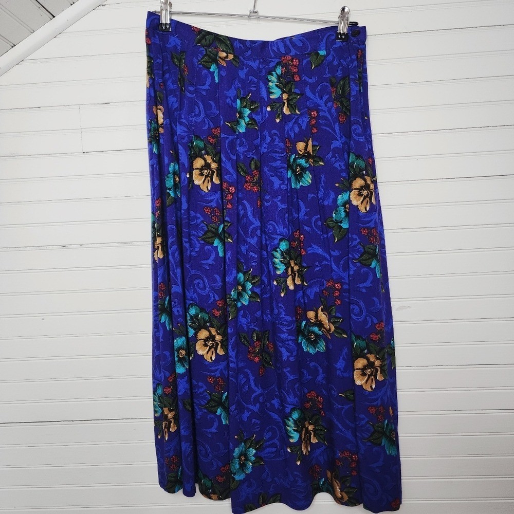 Norton McNaughton Vintage Floral Pleated Maxi Skirt Size 14