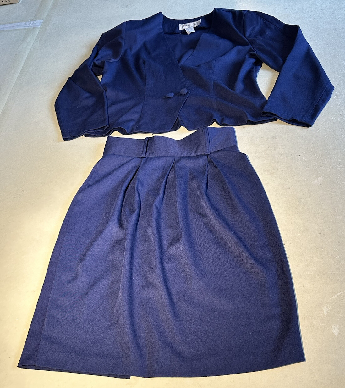 Vintage Maggie Lawrence Blue Skirt[knee L] Suit Sz M Pre-owned