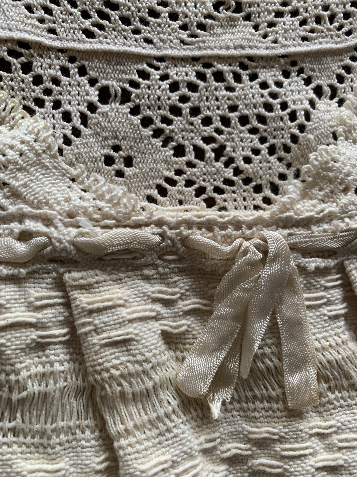 Vintage Hand Woven Cotton 60’s 70’s Dress With Crochet