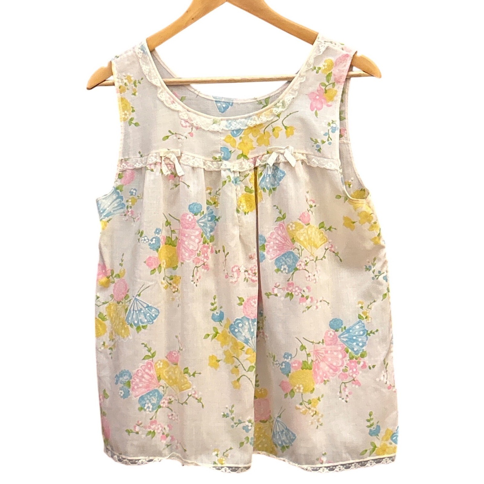 Vintage Sleeveless Babydoll Top Cottagecore Coquette Floral Butterfly Romantic
