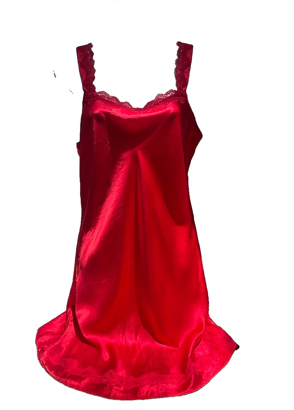 Vintage OLGA 100% Silk Chemise Lace Red Nightgown S Lounge Luxury Teddy Nightie