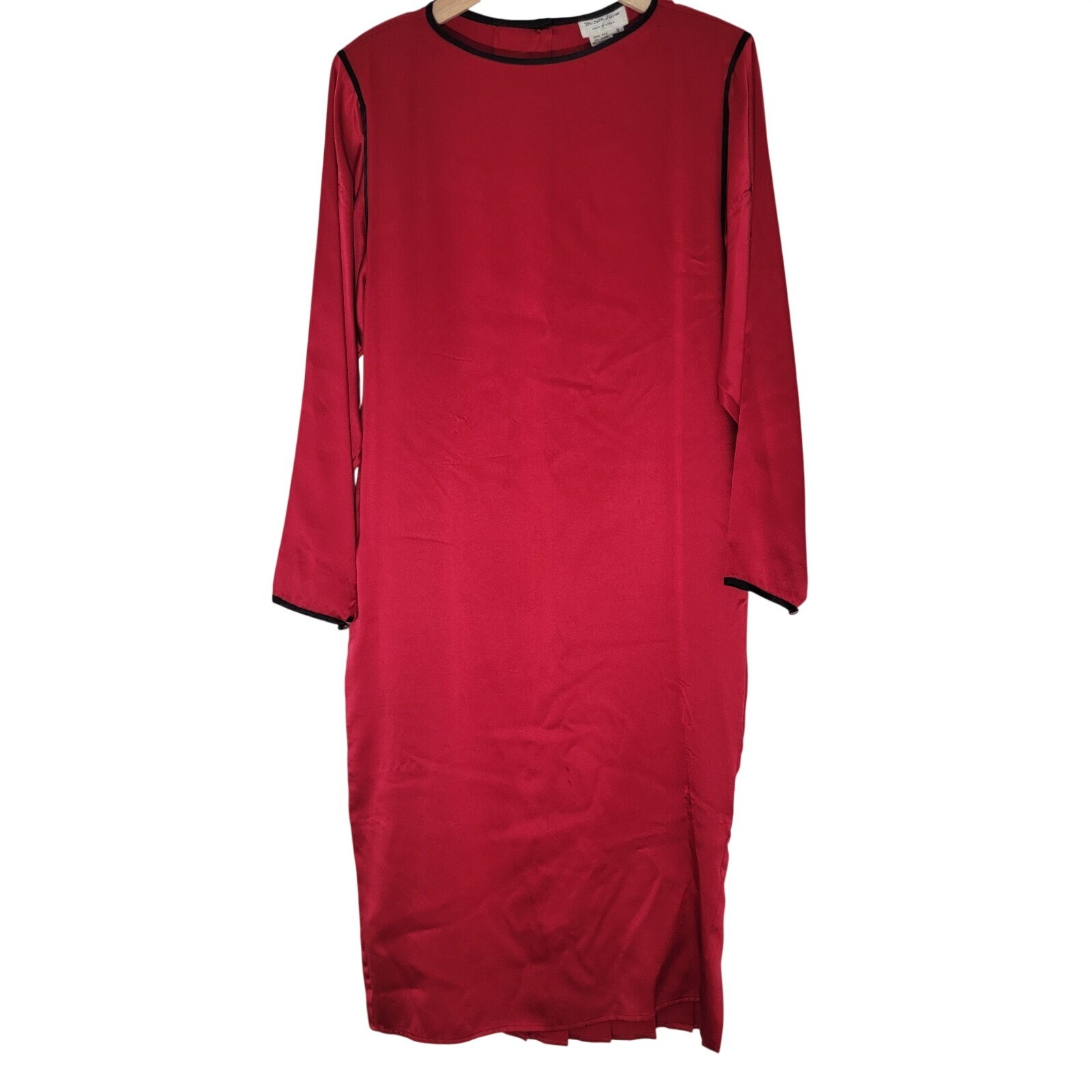 VTG The Silk Farm Made In Korea Red Silk Sheath Midi Dress Old Money Modest 6/8