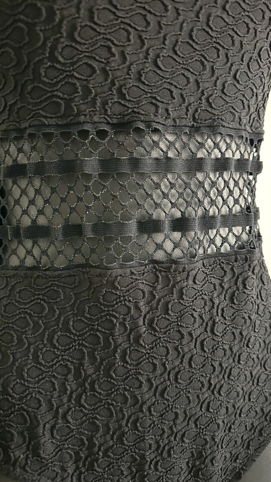 Vintage 90s One Piece Black Textured Bathing Suit Gold Buttons Mesh Small