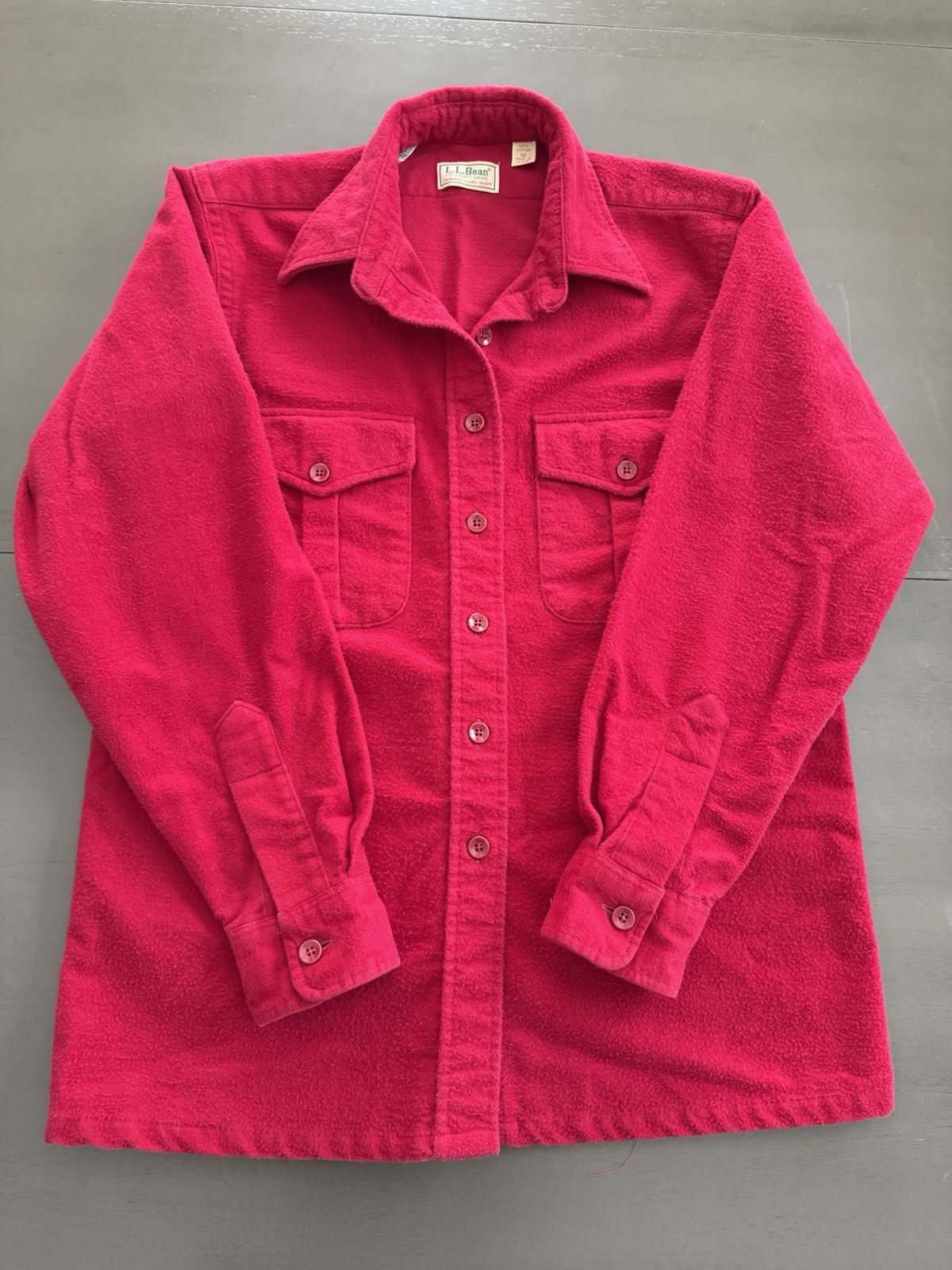 Vintage 1990s L.L. Bean Classic Chamois Cloth Shirt Red Button Up Women’s 12