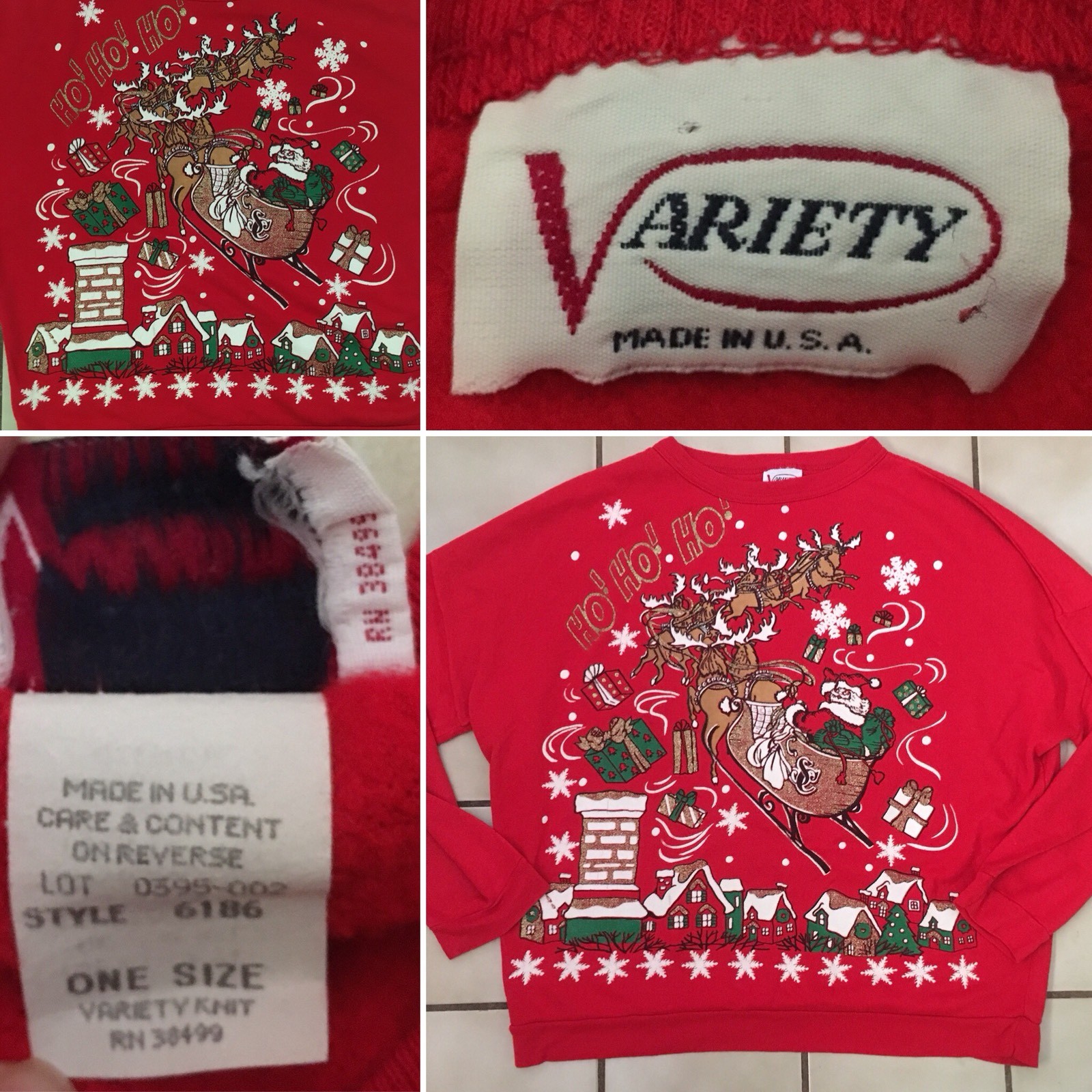 Vintage Variety Christmas Graphic Sweatshirt Variety Knit Made In USA One Size