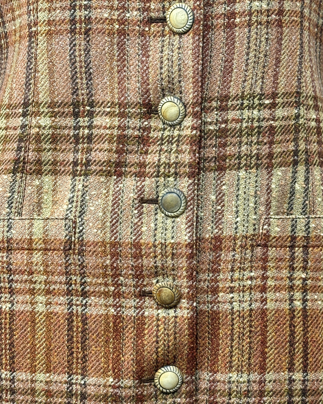 VINTAGE 1990s EMANUEL UNGARO BEIGE & BROWN WOOL BLAZER | VINTAGE WOOL JACKET