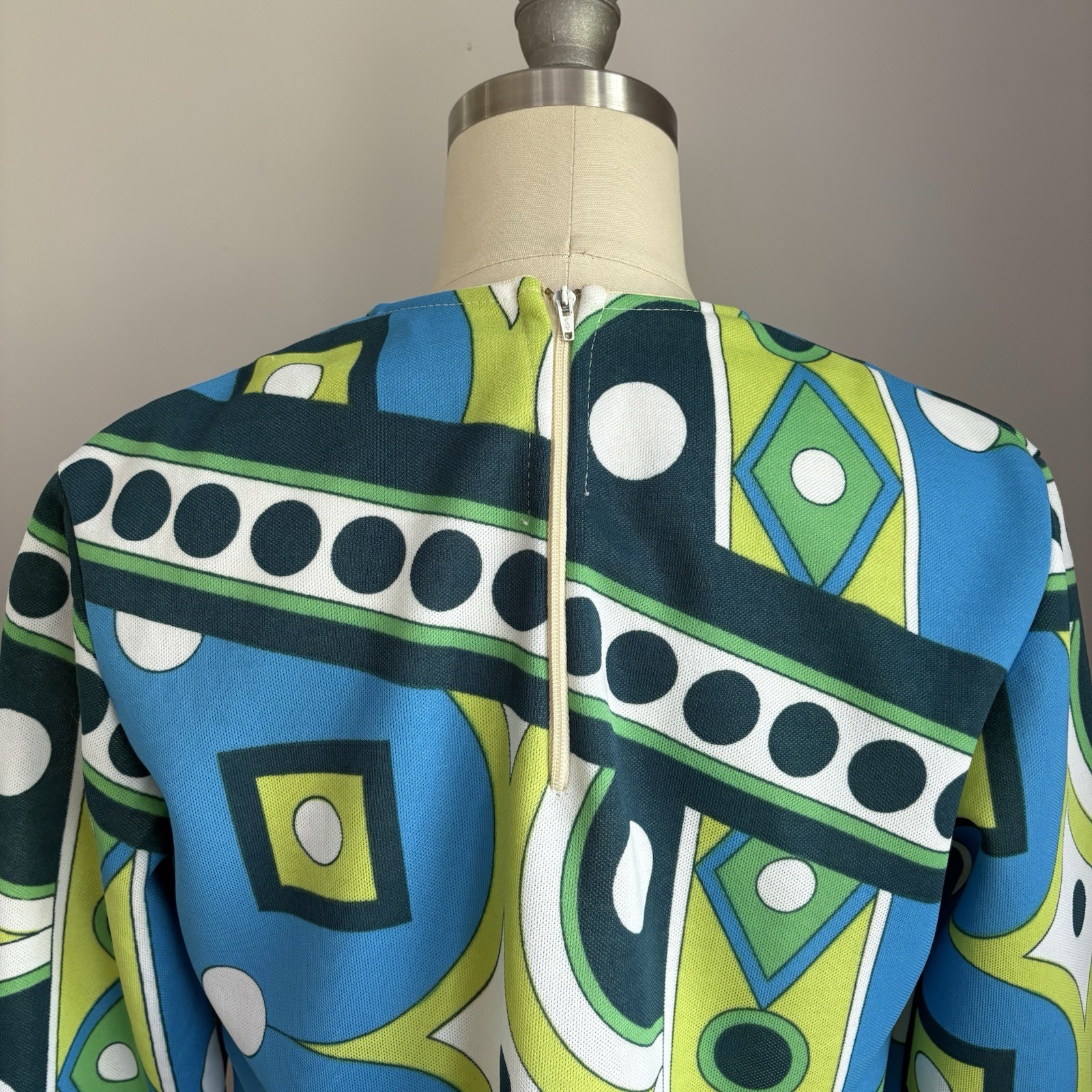 Vintage 1960’s Mod Mid Century Joyce Lane Op Art Print Shirt Top XS/S