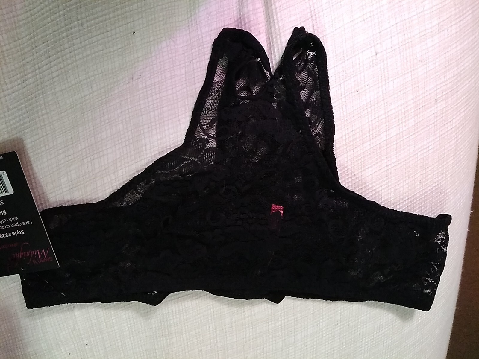 seven til midnight lace open crotch boyshort with ruffle back large black