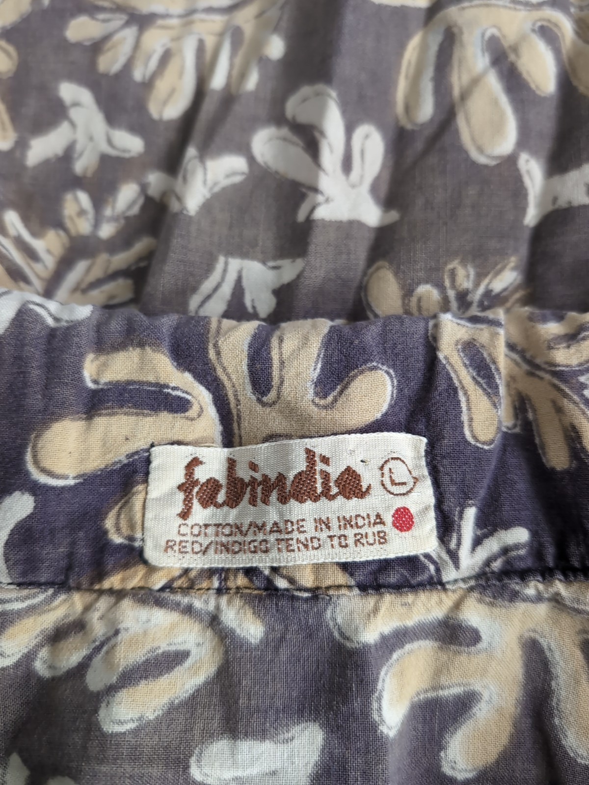 Vintage FABINDIA Skirt Cotton A-line Maxi Brown Large Adjustable Tie Waist