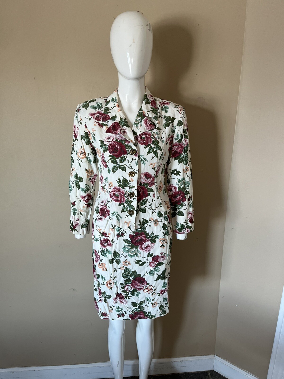 Vtg 80s 90s Hot Potato Floral 2pc Skirt Suit Sz S Cottage Core