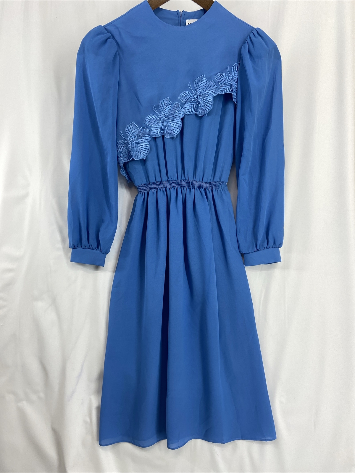 Vintage Melissa Petites Cape Blue Dress Sheer Women’s Size 4 Cocktail Embroider