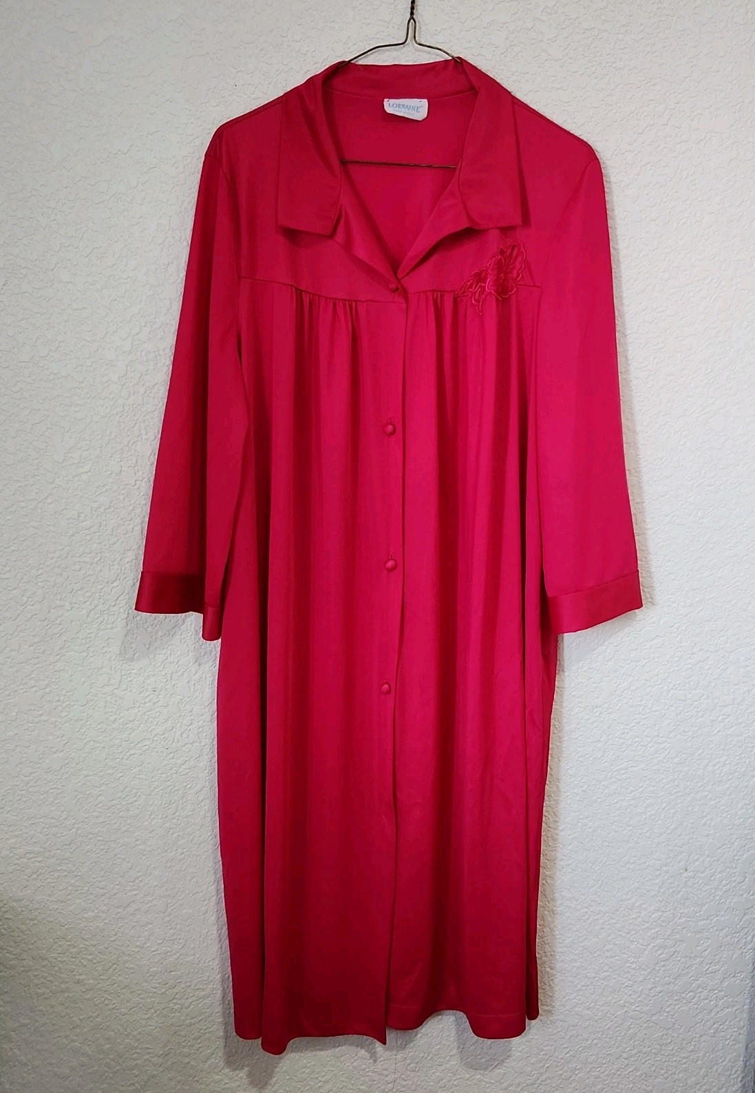 Vintage Lorraine Nylon Nightgown – Size Large Fushia Pink The Missing Button