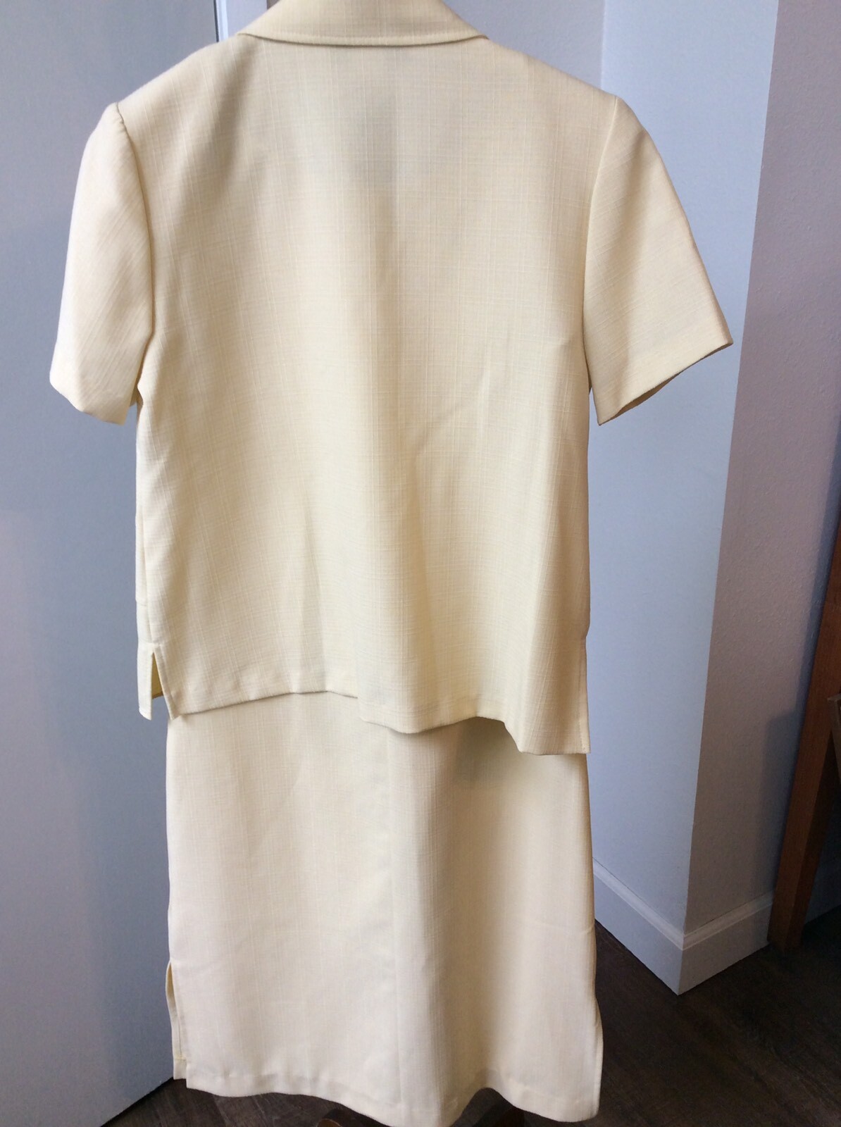 Vintage Another Thyme Sleeveless Sheath Dress Two Piece Set S/S Jacket Yellow 10