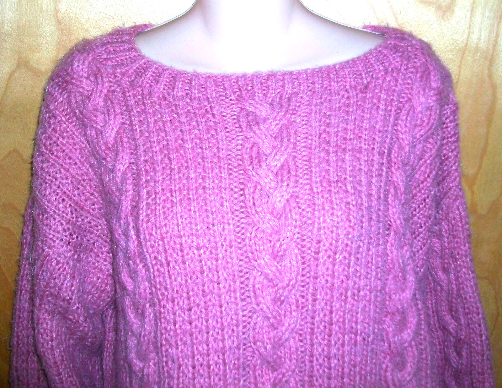 Women’s Vintage Mauve Pink Purple Acrylic Knit Pullover Boatneck Sweater LARGE
